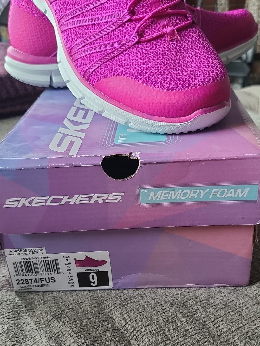 Skechers Women's Hot Pink Knit Slip-On Sneakers Size 9 - Picture 3 of 11